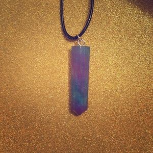 Hand made blue and purple resin crystal necklace